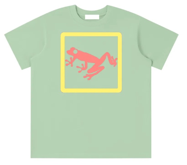 Kids Green Coral Yellow Frog T-Shirt design