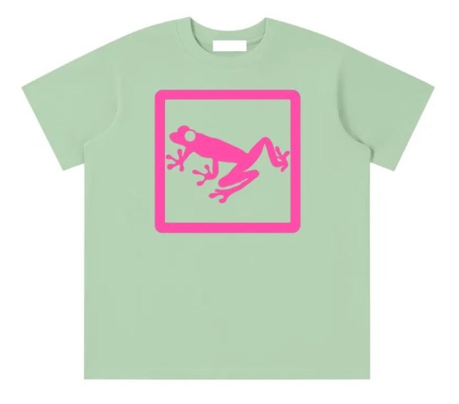 Kids Green Pink Frog T-Shirt design